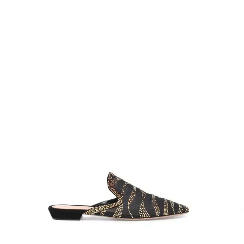 NIB GIANVITO ROSSI Raja Crystal Slide Shoe Shoes Black 8.5